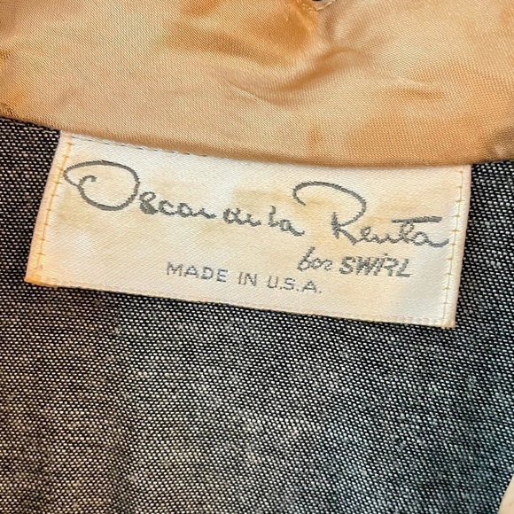 Oscar de la Renta for SWIRL Made USA 🇺🇸 Black Denim Shirt Dress Size M Vintage - Picture 7 of 13